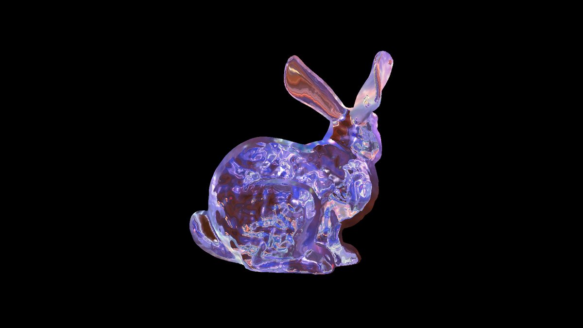 glmark2's refract scene, a glass Stanford bunny, rendered by the HD Graphics 500